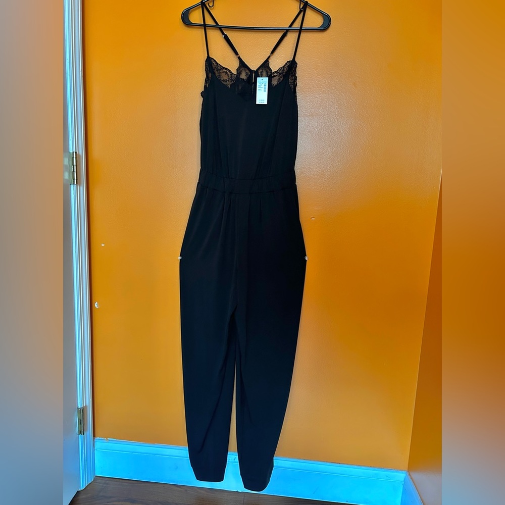 maurices, small, black lace trim jumpsuit